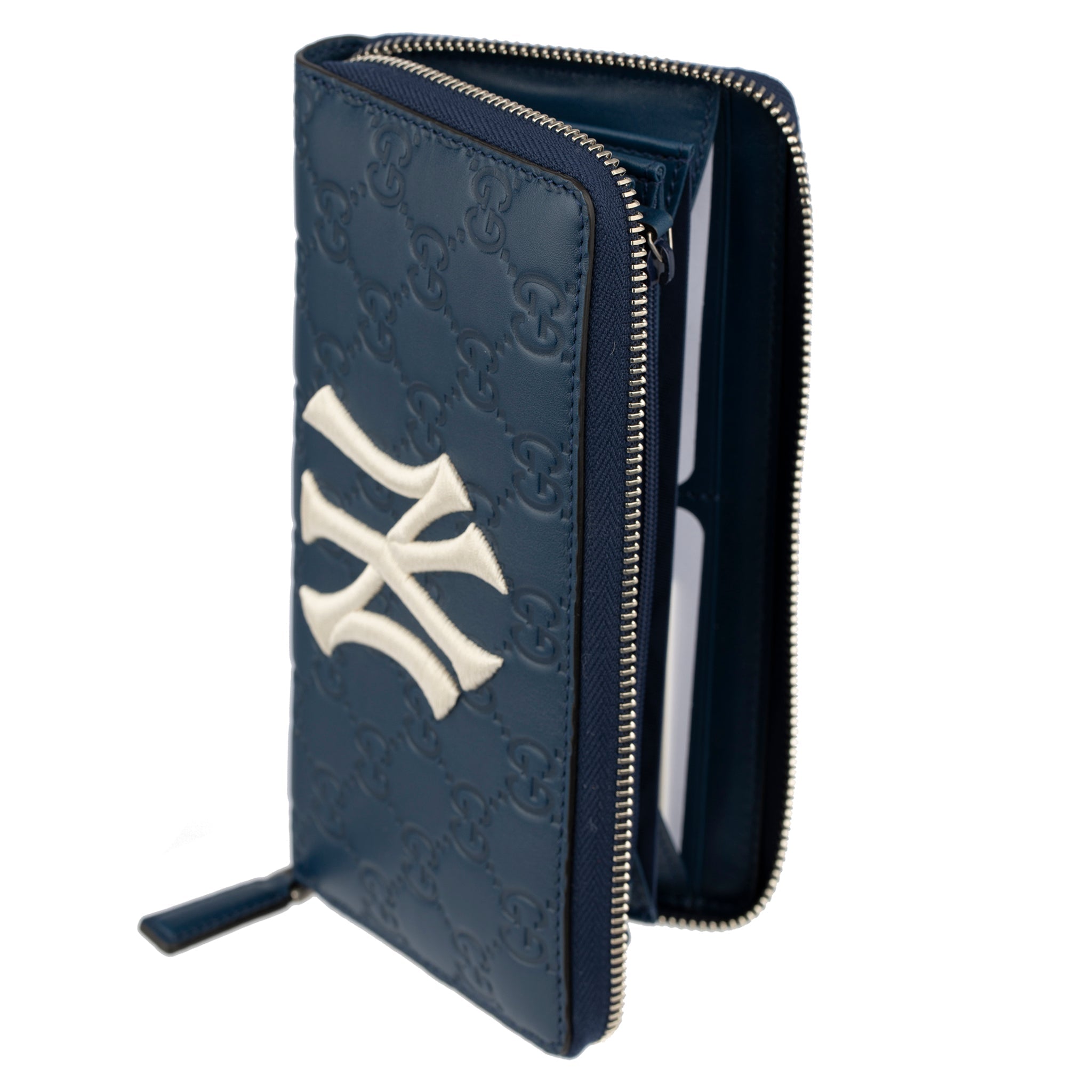 Gucci GG Wallet Navy Leather "NY" New York Yankees Logo - On Repeat