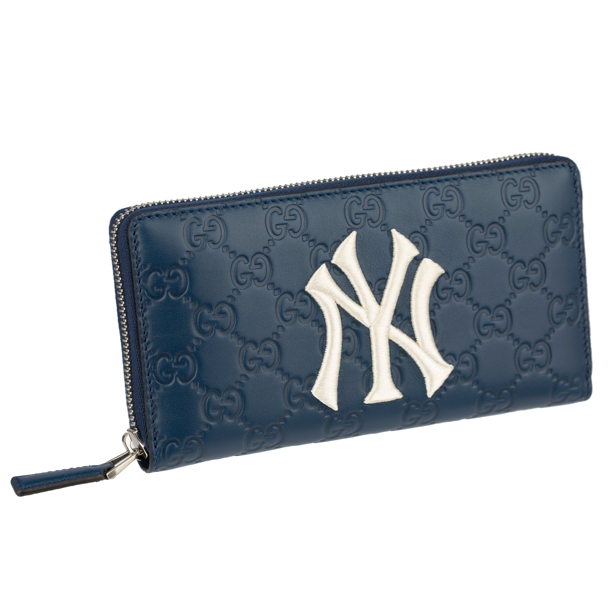 Gucci GG Wallet Navy Leather "NY" New York Yankees Logo - On Repeat
