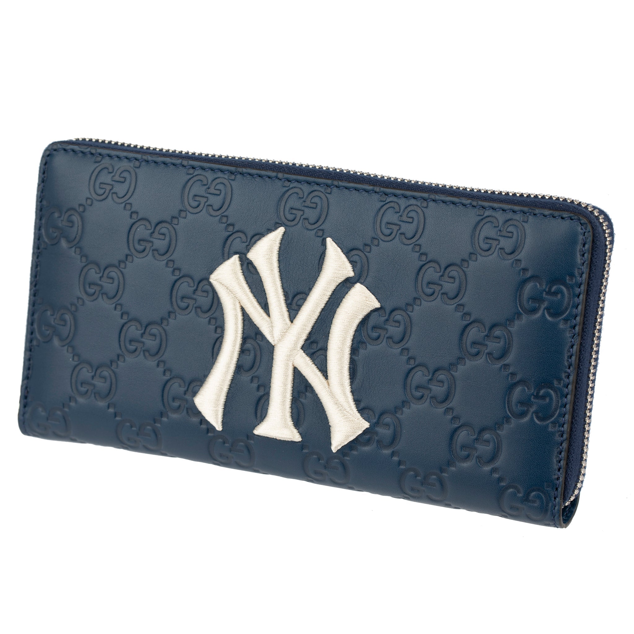 Gucci GG Wallet Navy Leather "NY" New York Yankees Logo - On Repeat