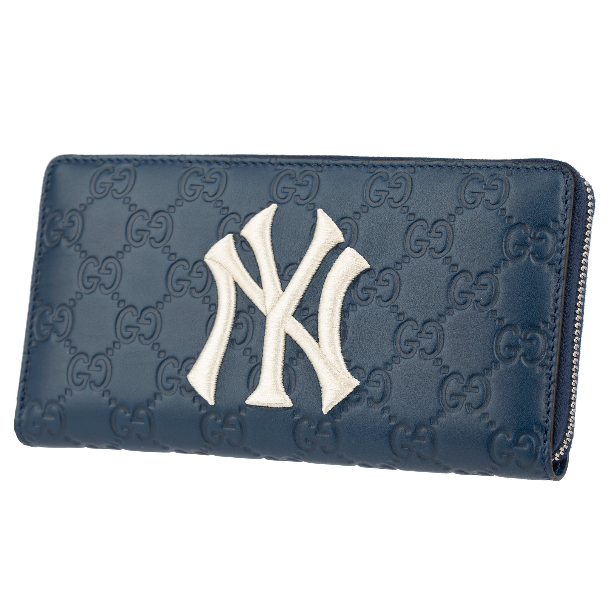 Gucci GG Wallet Navy Leather "NY" New York Yankees Logo - On Repeat