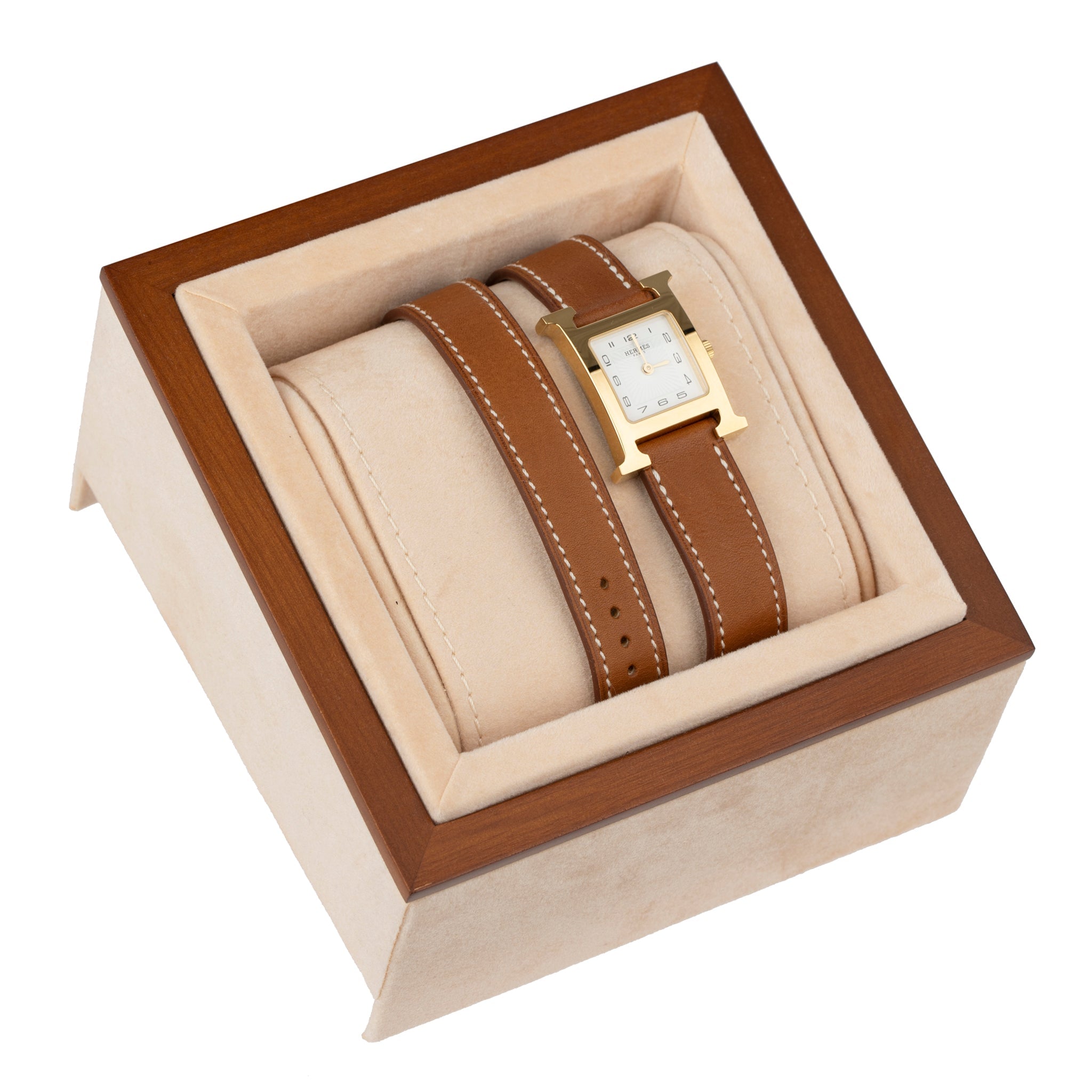 Hermes H Hour Watch Double Tour Fauve Barenia Gold Hardware - On Repeat