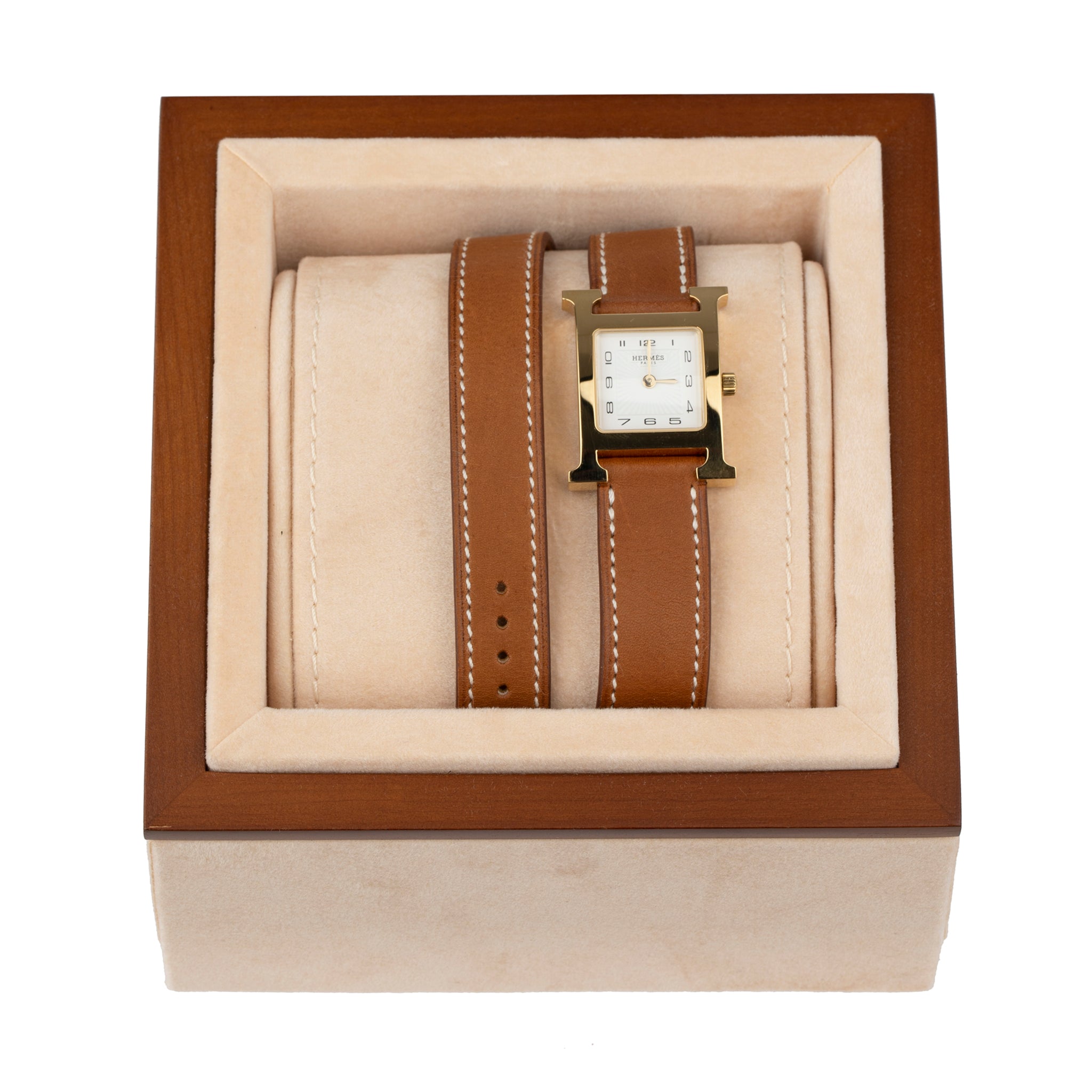 Hermes H Hour Watch Double Tour Fauve Barenia Gold Hardware - On Repeat