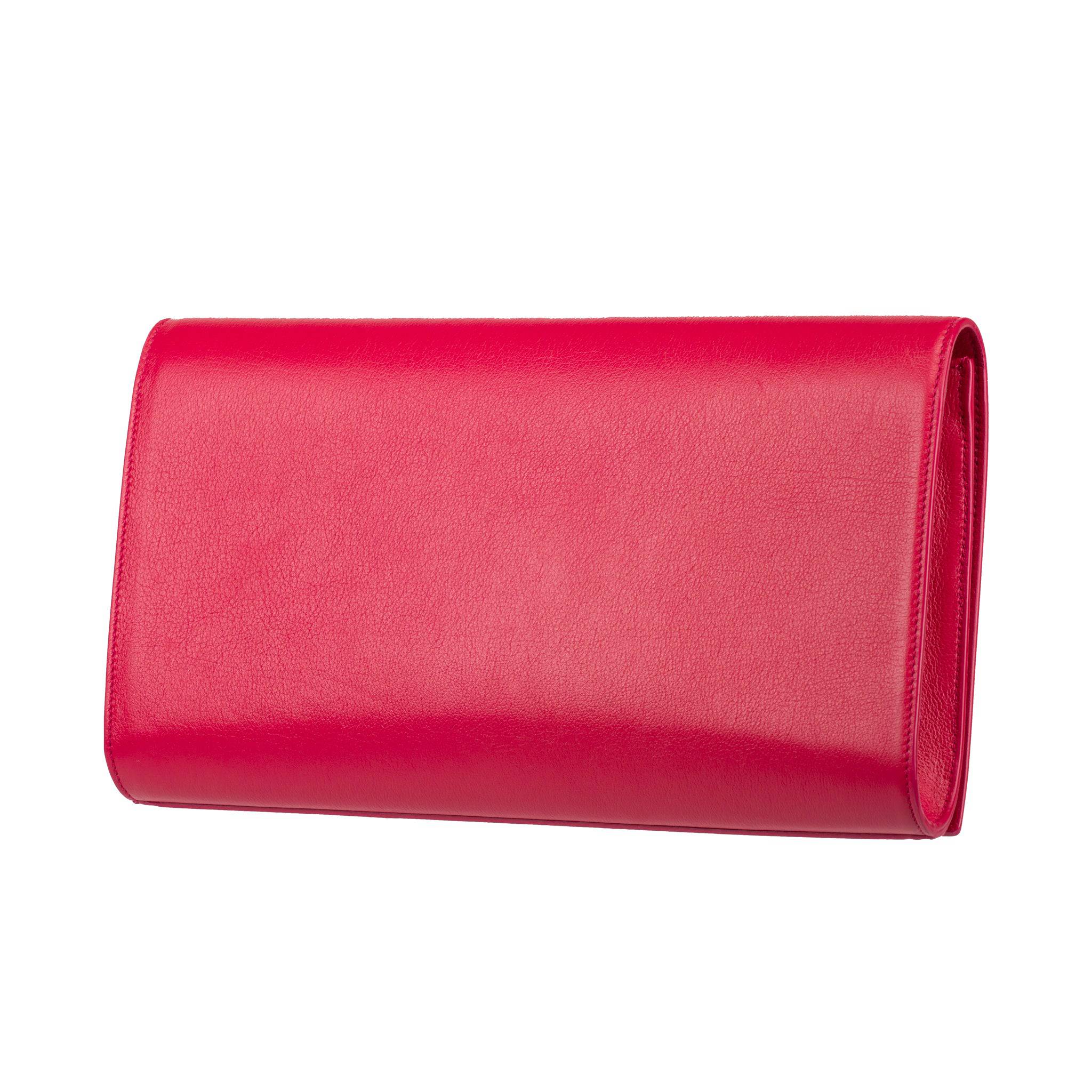 YVES SAINT LAURENT PINK LEATHER CLUTCH - On Repeat