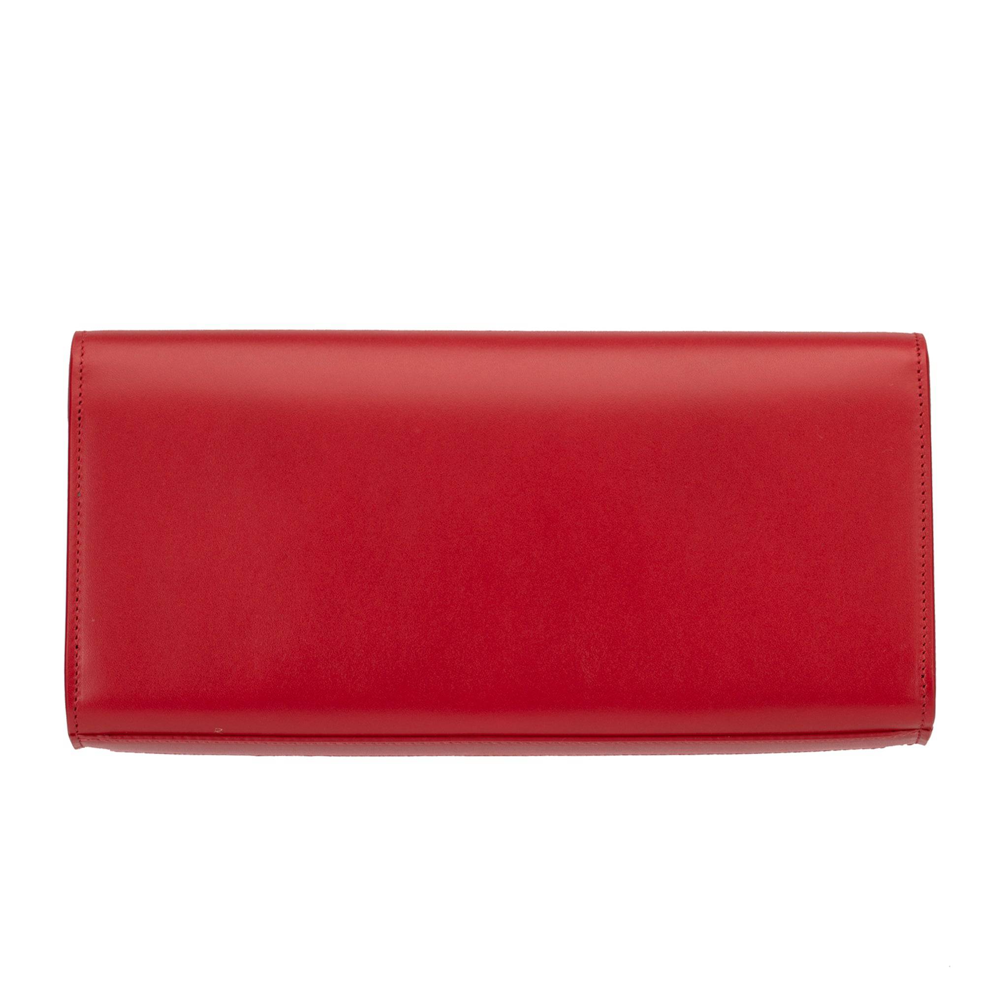 YVES SAINT LAURENT KATE CLUTCH ROUGE SMOOTH LEATHER GOLD HARDWARE - On Repeat